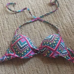neon patterned bikini top